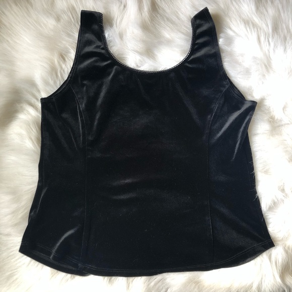Laura | Black Velour Tank Top XL - Picture 3 of 5